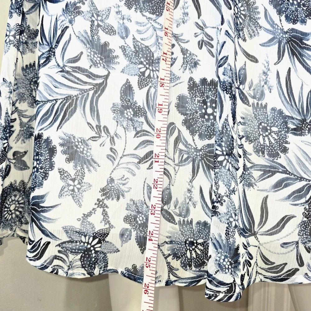 Westport Blue White Floral Skirt Women's Lined Elastic Waist Cottagecore Midi 12